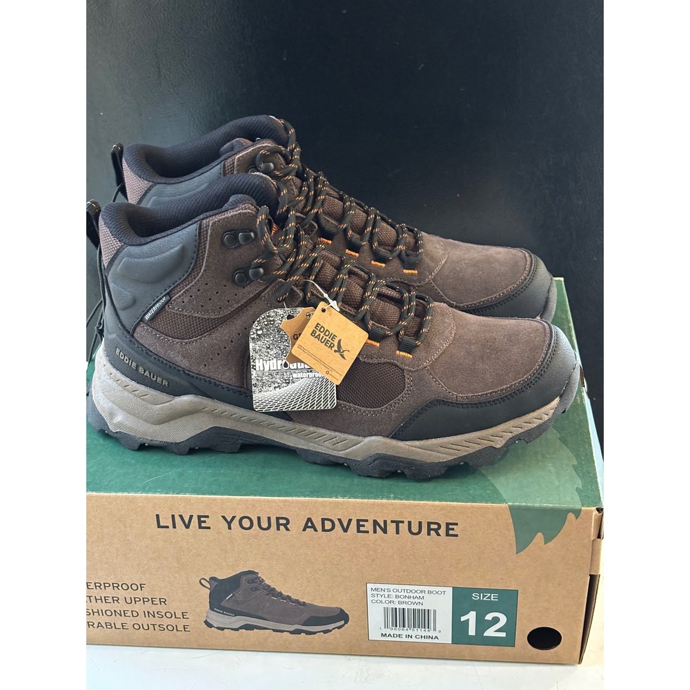 Eddie‎ Bauer Bonham Mens Waterproof Leather Hiking Outdoor Boots Brown Size 12